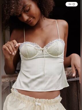 For Love & Lemons x FP Yellow Gingham Paloma Top